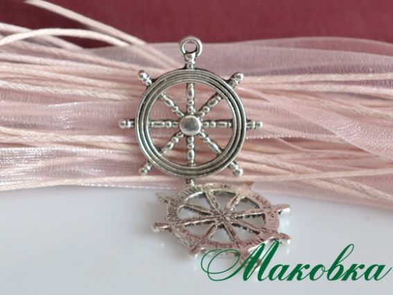 Подвеска Штурвал 28,5х26 мм, античное серебро, 1 шт Подвеска Штурвал 28,5х26 мм, античное серебро, 1 шт