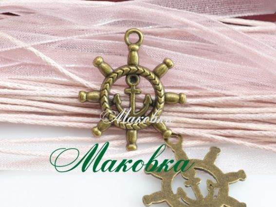 Подвеска Якорь и штурвал №02, античная бронза, 1 шт Подвеска Якорь и штурвал №02, античная бронза, 1 шт