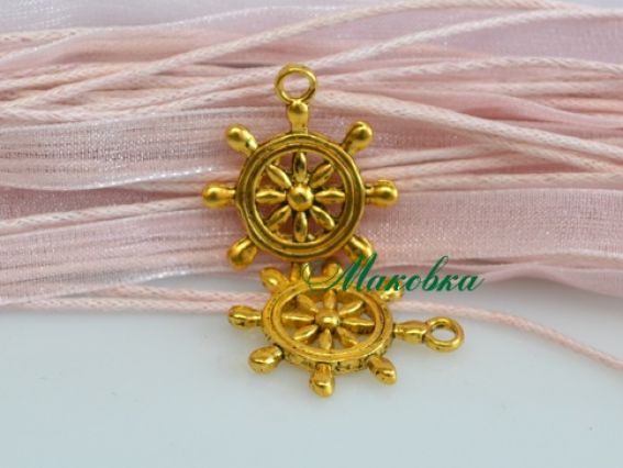 Подвеска Штурвал 19х23 мм, античное золото, 1 шт Подвеска Штурвал 19х23 мм, античное золото, 1 шт