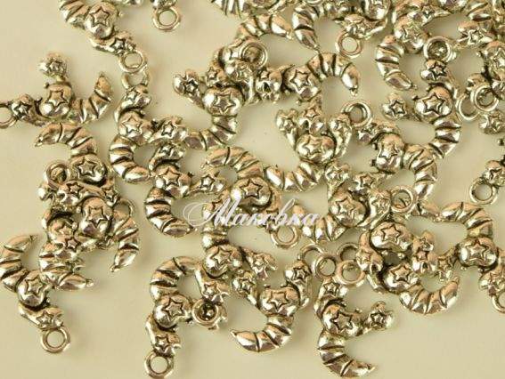 Подвеска Зодиак СКОРПИОН в звездочках, 10,5х16,5мм античное серебро, 50 шт