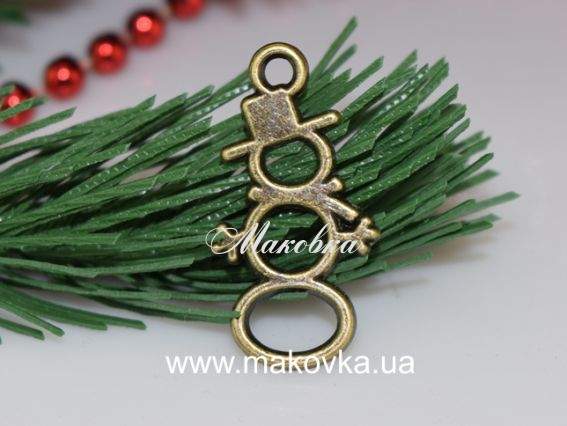 Подвеска Снеговик №2, кружочки, 29х15 мм, античная бронза, 1 шт