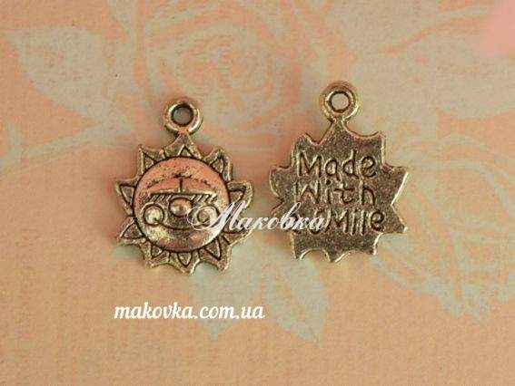 Подвеска Солнышко №2 Made with smile, античное серебро 1 шт