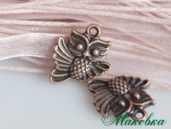 Подвеска Сова №3 (в полете), античная медь, 1 шт Подвеска Сова №3 (в полете), античная медь, 1 шт