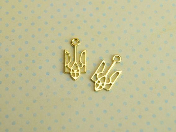 Бижутерная Подвеска, шарм,  Тризуб, золотой цвет, 18мм, 1 шт