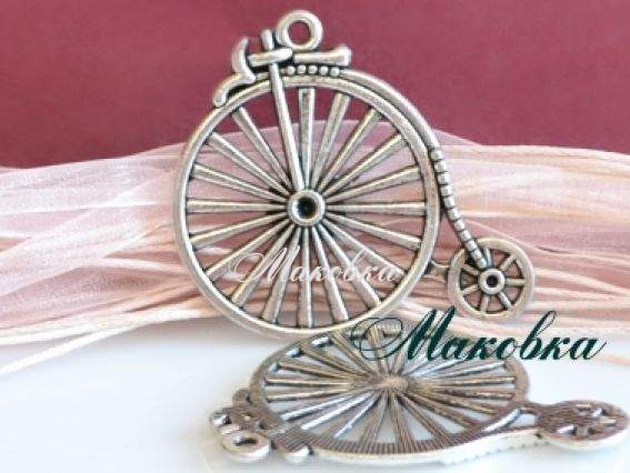 Подвеска Велосипед старинный 48,5х47 мм, античное серебро, 1 шт Подвеска Велосипед старинный 48,5х47 мм, античное серебро, 1 шт