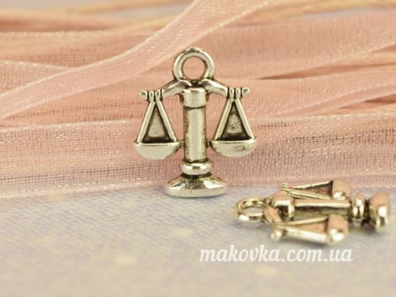 Подвеска Весы 11,5х14мм античное серебро, 1 шт