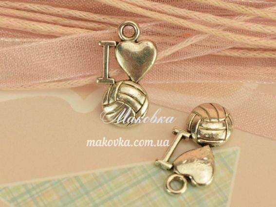 Подвеска Я люблю ФУТБОЛ, 1,шт, античное серебро 1 шт