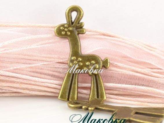 Подвеска Жирафа №02, 33х17 мм античная бронза, 1 шт