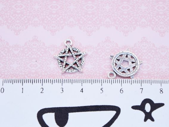 Підвіска Пентаграма металева зірка та коло античне срібло