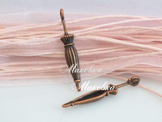 Подвеска Зонт сложенный, 37х6 мм, античная медь, 1 шт Подвеска Зонт сложенный, 37х6 мм, античная медь, 1 шт