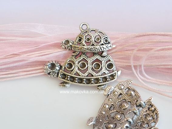 Подвеска Две Черепахи, античное серебро, 1 шт Подвеска Две Черепахи, античное серебро, 1 шт