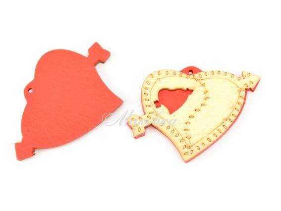 Подвеска деревянная Сердце 60х45 мм двухцветная, 1 шт