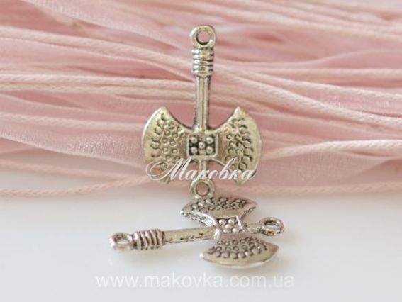 Подвеска-конектор Топор Боевой , античное серебро. 1 шт Подвеска-конектор Топор Боевой , античное серебро. 1 шт