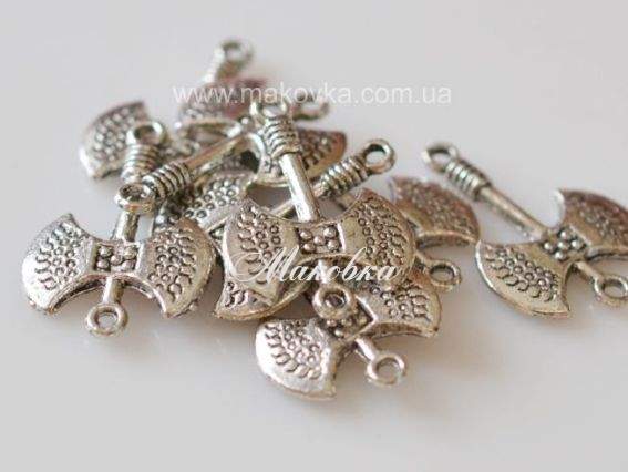 Подвеска-конектор Топор Боевой , античное серебро. 50 шт Подвеска-конектор Топор Боевой , античное серебро. 50 шт