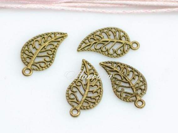 Подвеска Листик маленький 10х19 мм, античная бронза, 1 шт