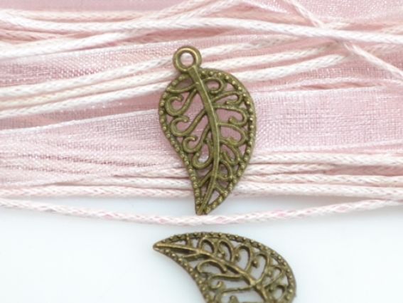 Металлический шарм, подвеска Листик маленький 10х19 мм, античная бронза, 50 шт