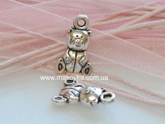Подвеска Мишка, 16 мм, античное серебро, 1 шт Подвеска Мишка, 16 мм, античное серебро, 1 шт