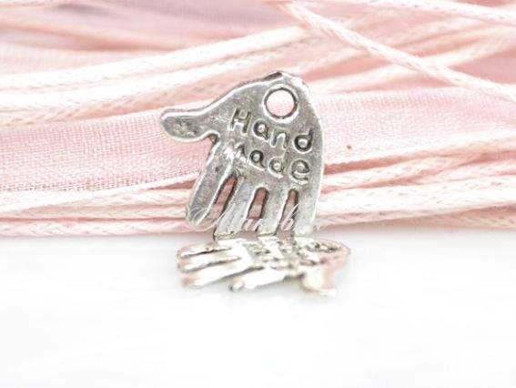 Бижутарная подвеска шарм Рука Hand made, цвет античное серебро, 50 шт
