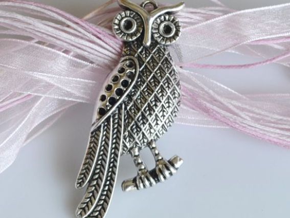 Подвеска Сова №6 (полу-боком), огромная, античное серебро, 1 шт Подвеска Сова №6 (полу-боком), огромная, античное серебро, 1 шт