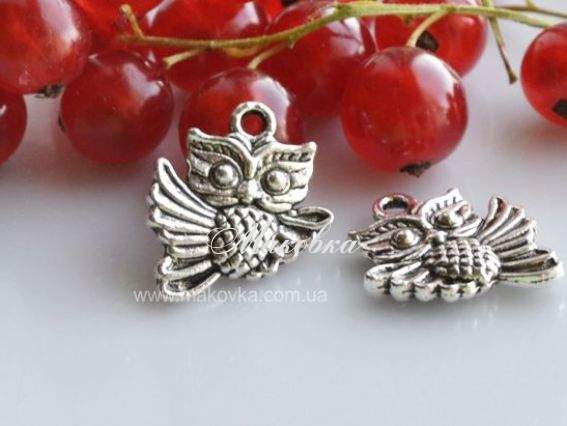 Підвіска Сова №3 (у польоті), античне срібло