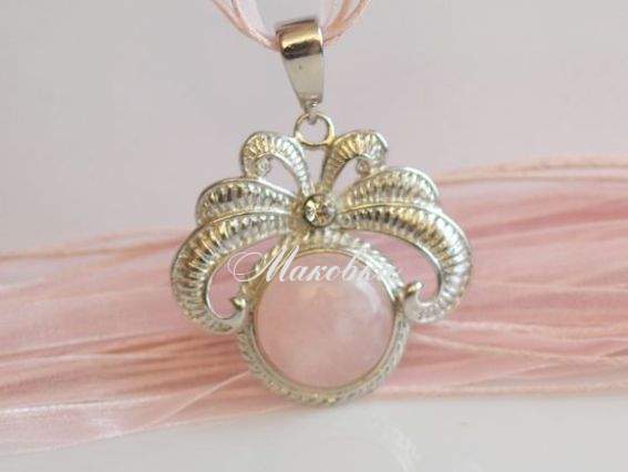 Кулон Цветок с Камнем Розовый кварц Кулон Цветок с Камнем Розовый кварц