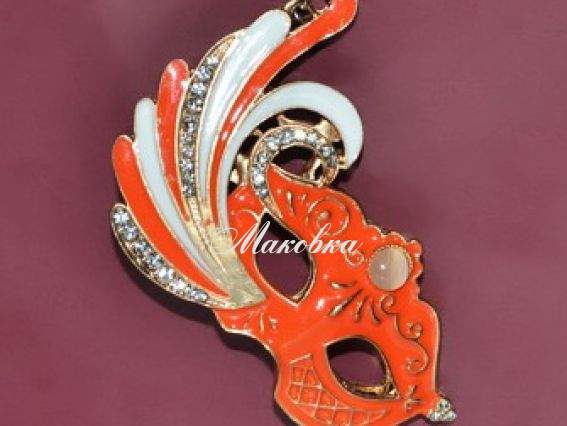 Кулон Маска, с камнем кошачий глаз, оранжевый Кулон Маска, с камнем кошачий глаз, оранжевый