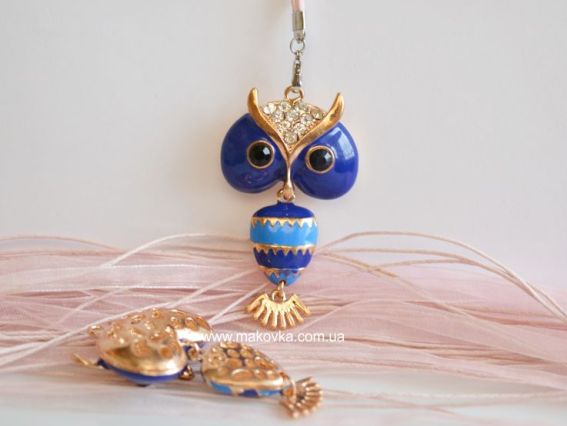 Кулон со стразами Сова, синяя Кулон со стразами Сова, синяя