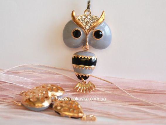 Кулон со стразами Сова, Серая Кулон со стразами Сова, Серая