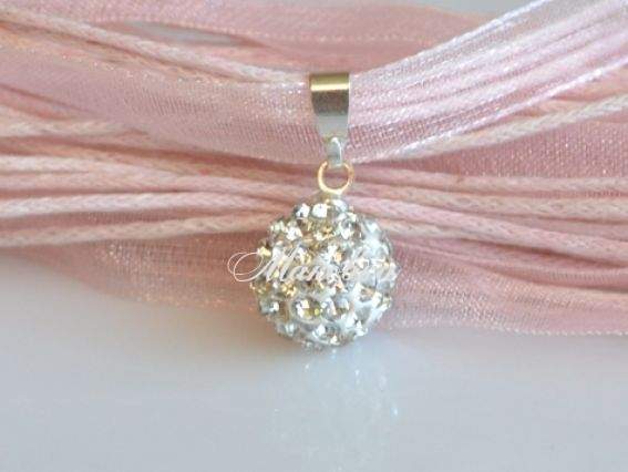 Кулон со чешскими стразами Шар 10 мм, белый Кулон со чешскими стразами Шар 10 мм, белый