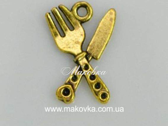 Подвеска Нож и вилка, античное золото, 50 шт Подвеска Нож и вилка, античное золото, 50 шт