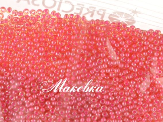 Чешский бисер Preciosa №10/0, круглый, цвет 11028 розовая серединка , желтое стекло
