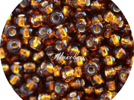 Бисер 5 гр Preciosa 17110 прозрачный серебро коричневый