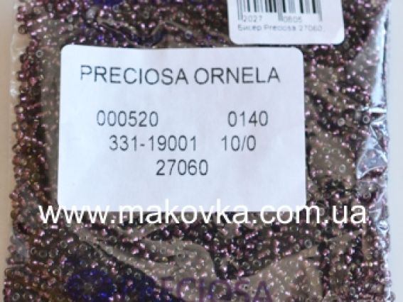Preciosa Чешский бисер №10/0, круглый, цвет 27060 беклажан, 50 г