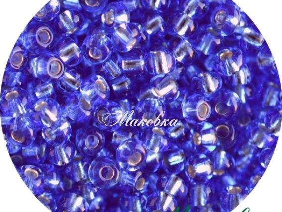 Чешский бисер Preciosa №10/0, круглый, цвет 37030 серебро св. синий