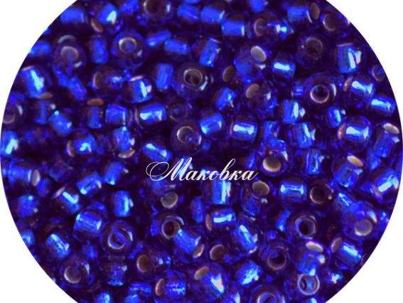 Чешский бисер Preciosa №10/0, круглый, цвет 37080 серебро синий