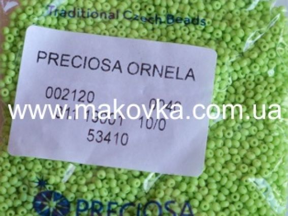 Чешский бисер светло-зеленый, круглый, цвет 53410 №10/0 Preciosa
