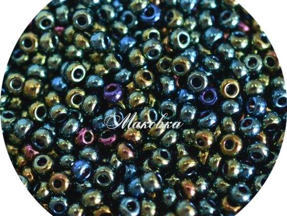 Бисер 5 гр Preciosa 59155 ирисовый бензольный, синий ЧМ