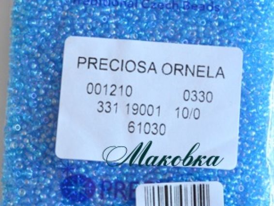 Preciosa Чешский бисер №10/0, круглый, цвет 61030 голубой