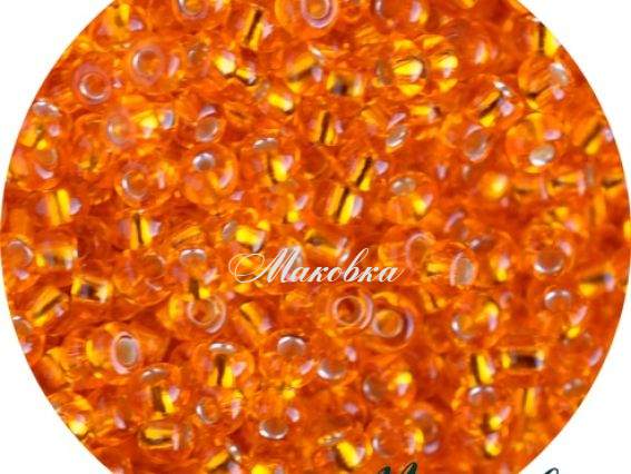 Бисер 5 гр Preciosa 87060 прозрачный серебро оранжевый ЧМ