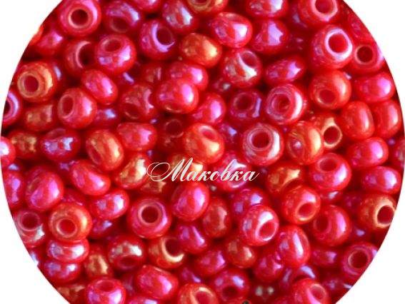 Чешский бисер Preciosa №10/0, круглый, цвет 94170 радужный красный