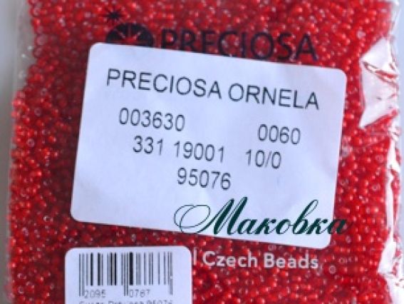 Preciosa  Чешский бисер №10/0, круглый, цвет 95076 красный