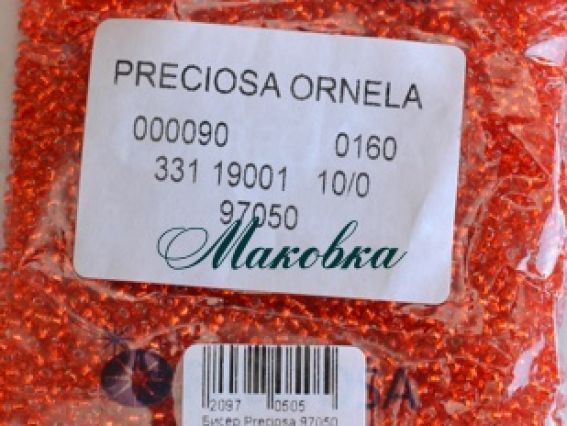 Калиброванный Чешский бисер Preciosa №10/0, круглый, цвет 97050 красно-оранжевый