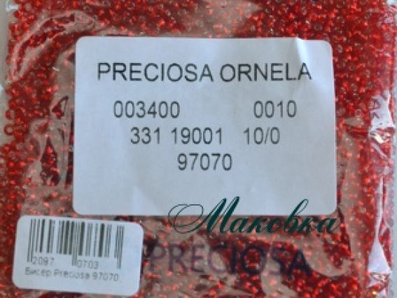 Preciosa  Чешский бисер №10/0, круглый, цвет 97070 красный
