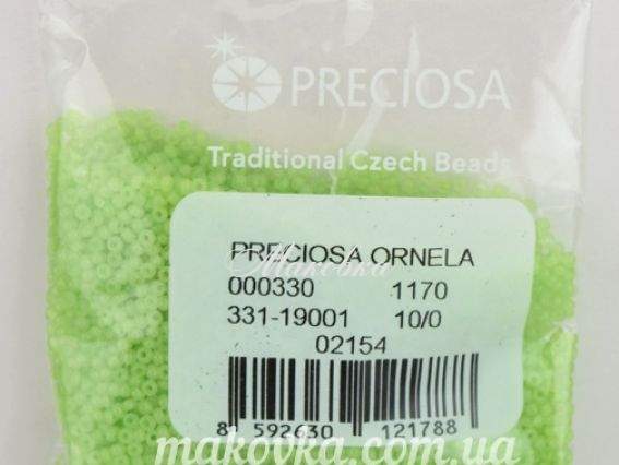 Чешский бисер Preciosa №10/0, круглый, цвет 02154 салатовый 50 г