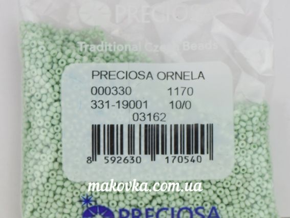Preciosa Чешский бисер №10/0, круглый, 50 г, цвет светло-зеленый  03162 