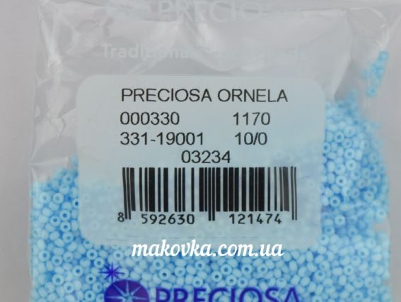 Preciosa Чешский бисер №10/0, круглый, 50 г, цвет бирюзовый 03234