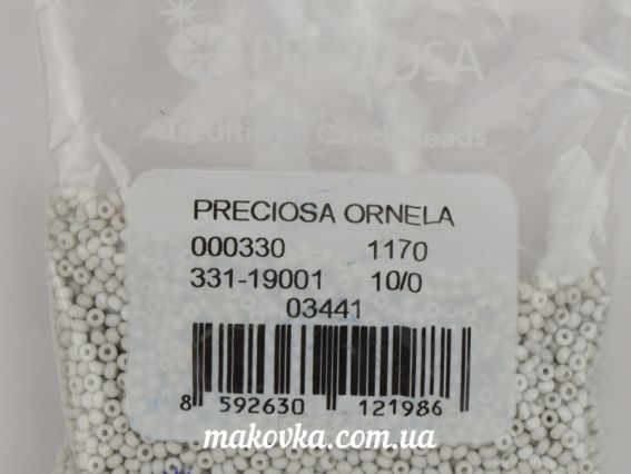 Preciosa Чешский бисер №10/0, круглый, 50 г, цвет бледно-серый 03441