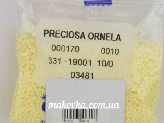 Preciosa Чешский бисер №10/0, круглый, 50 г, цвет бледно-желтый 03481 
