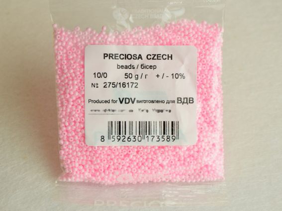 Preciosa Чеський бісер №10/0, круглий, колір 16172 світлий рожевий