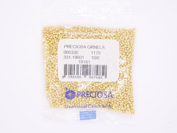Preciosa Чеський бісер №10/0, круглий, колір 18181 металік світле золото